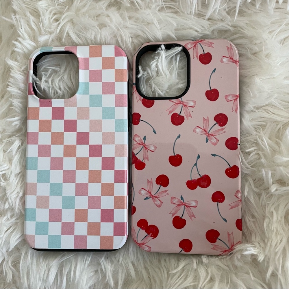 Cherry and Checkered Phone Case Set